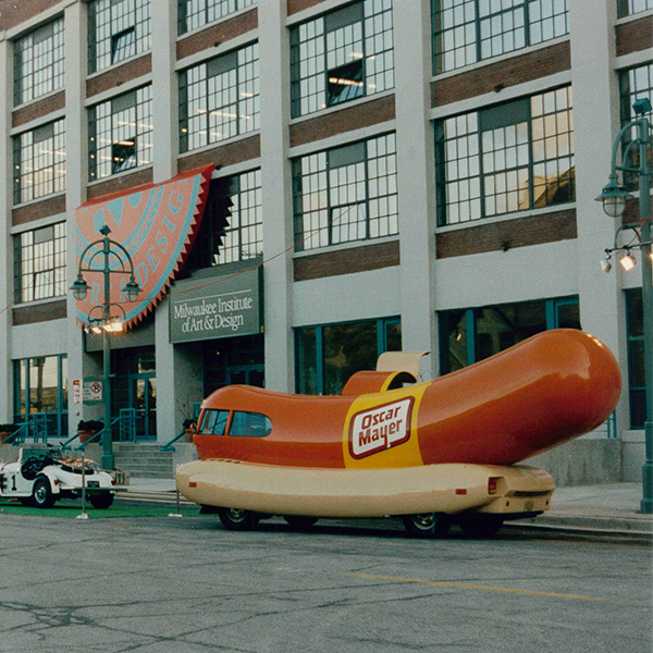 The Oscar Meyer Weinermobile outside MIAD's building. 